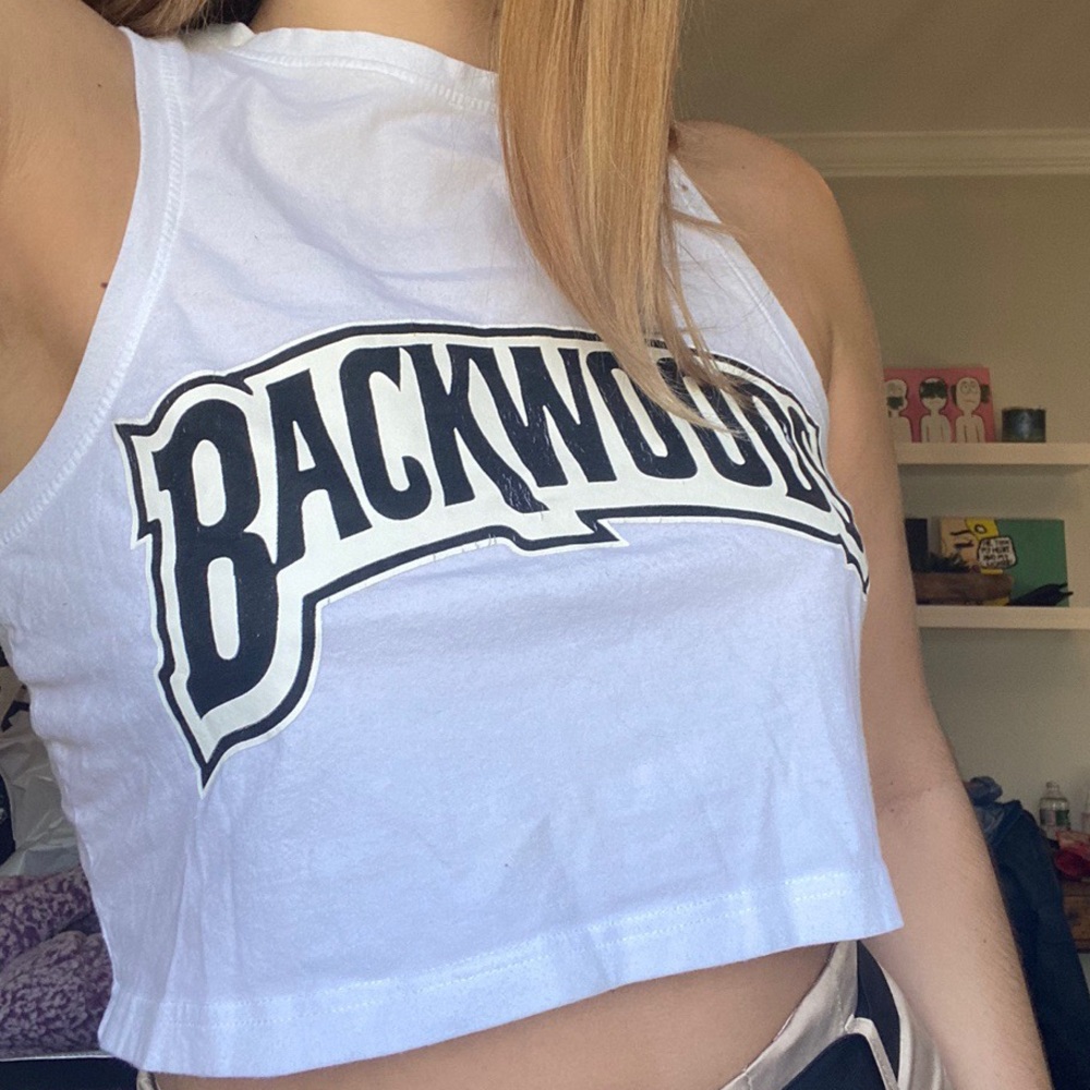 BACKWOODS Printed Racerback Cropped Tank Top - Picture 2 of 3